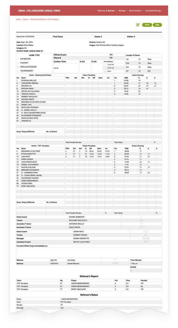 GameSheet v2 screen part 1