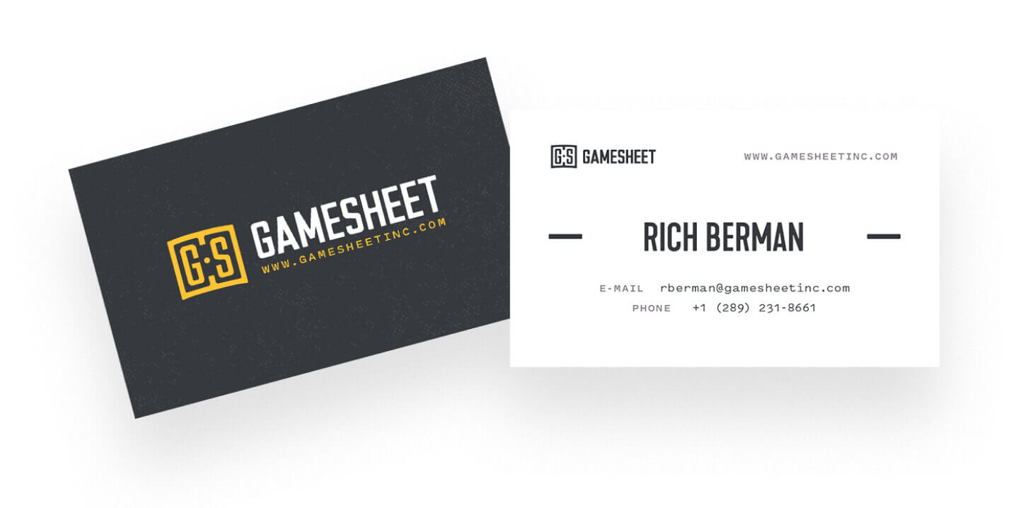 GameSheet business cards