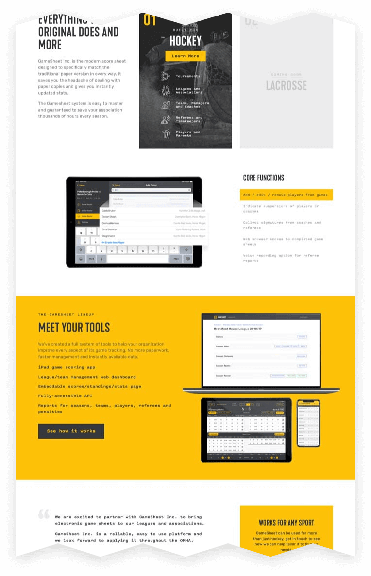GameSheet marketing website part 2